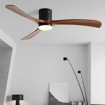 Modern ceiling fan featuring a sleek flush mount design, integrated LED light, and 6-speed reversible motor for whisper-quiet operation, perfect for enhancing home 3