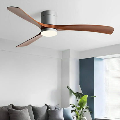 Modern ceiling fan featuring a sleek flush mount design, integrated LED light, and 6-speed reversible motor for whisper-quiet operation, perfect for enhancing home 4