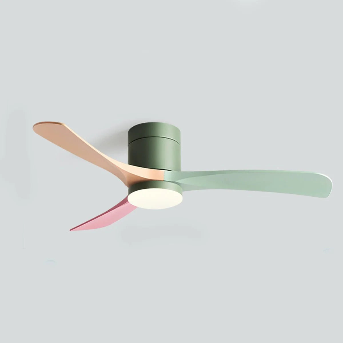 Modern ceiling fan featuring a sleek flush mount design, integrated LED light, and 6-speed reversible motor for whisper-quiet operation, perfect for enhancing home 6