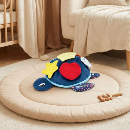 Montessori Sensory Sea Turtle Toy featuring removable soft sea creatures, designed for tactile play and early learning development in children. 1