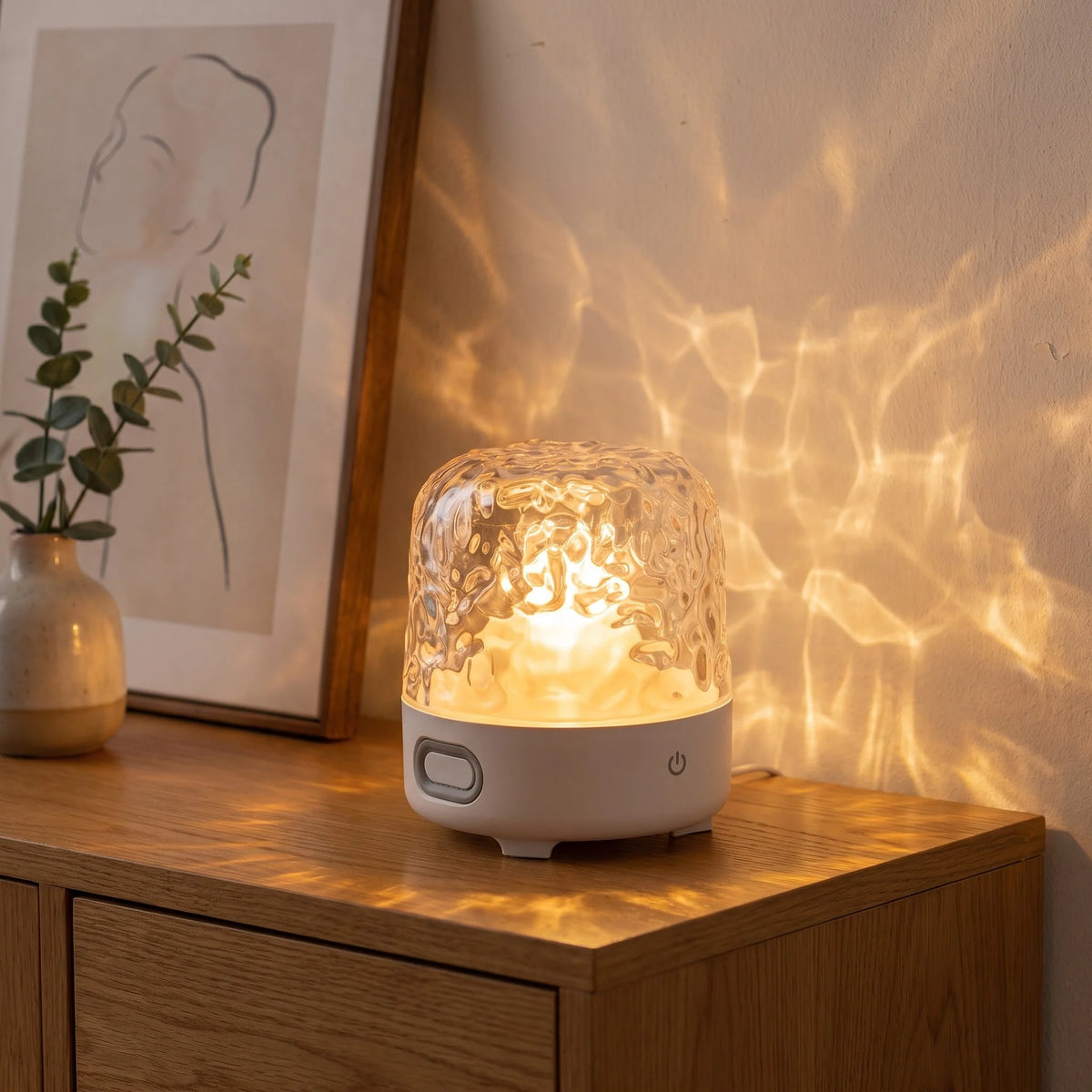 Mood lamp featuring a crystal glass design, equipped with a Bluetooth speaker and adjustable light settings for a customizable ambiance. 0