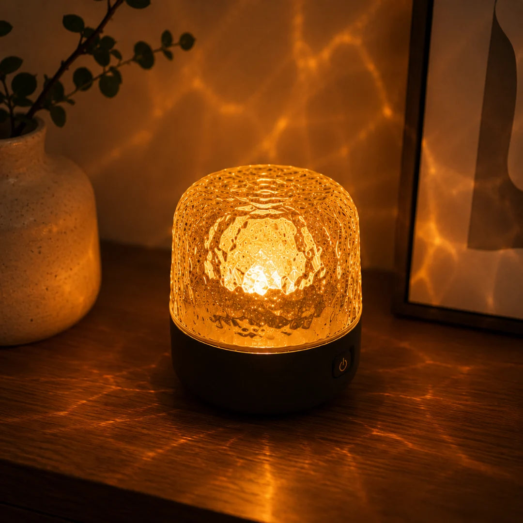 Mood lamp featuring a crystal glass design, equipped with a Bluetooth speaker and adjustable light settings for a customizable ambiance. 5
