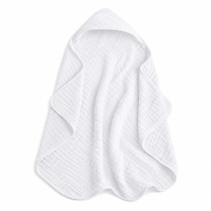 Muslin baby hooded towel set in Pacific blue fern design, made from soft absorbent cotton, perfect for newborns and toddlers, lightweight and cozy 1