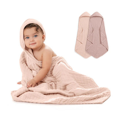 Muslin baby hooded towel set in Pacific blue fern design, made from soft absorbent cotton, perfect for newborns and toddlers, lightweight and cozy 11