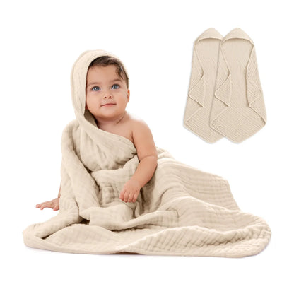 Muslin baby hooded towel set in Pacific blue fern design, made from soft absorbent cotton, perfect for newborns and toddlers, lightweight and cozy 17