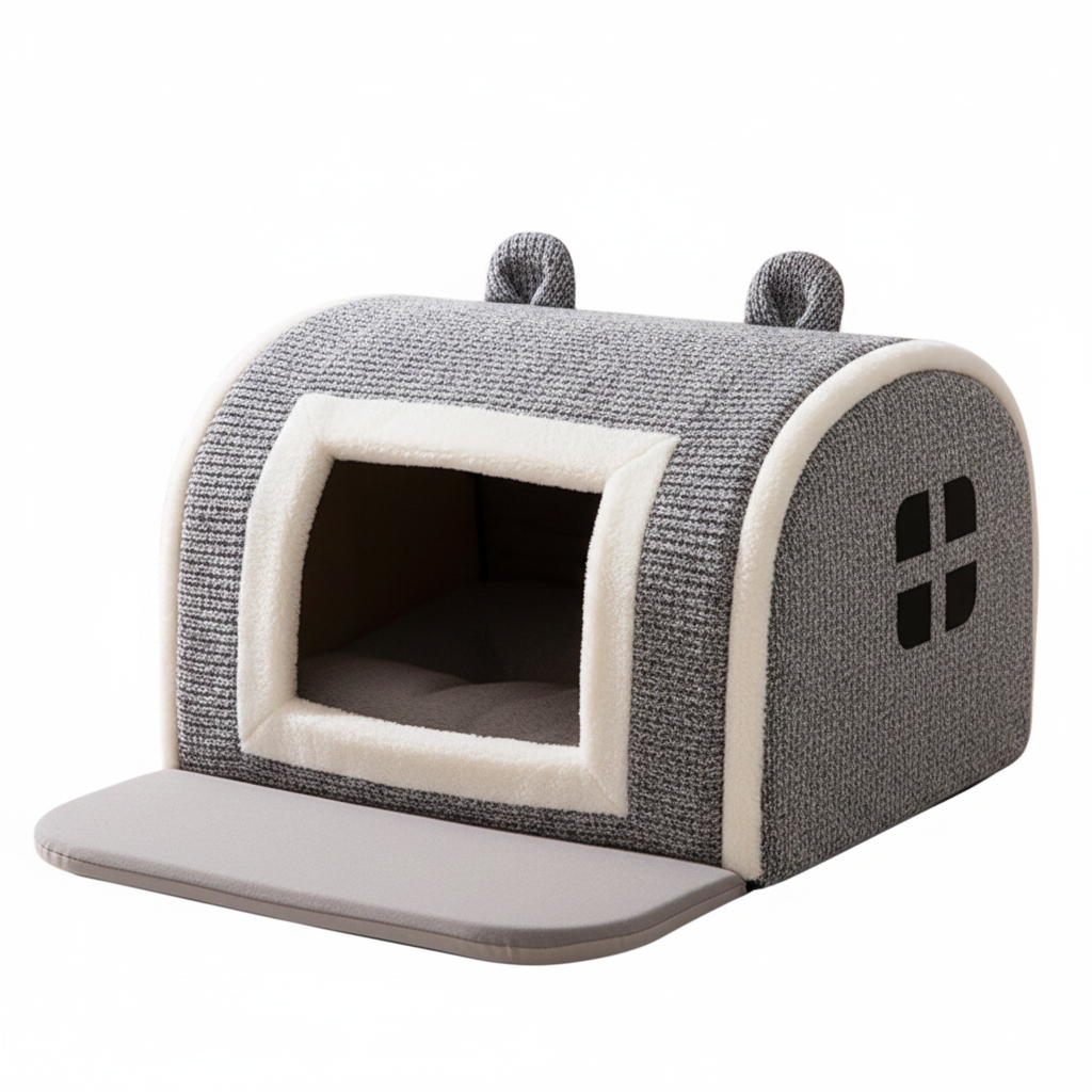 Orthopedic dog bed featuring a removable washable cover and bolster sides, designed for large pets to provide ultimate comfort and support. 1