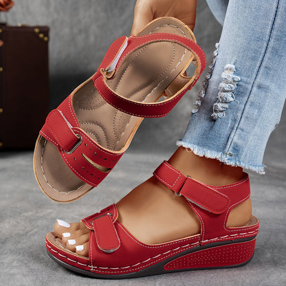 Orthopedic wedge sandals for women featuring cushioned support, adjustable fit, and a lightweight breathable design for all-day comfort. 10