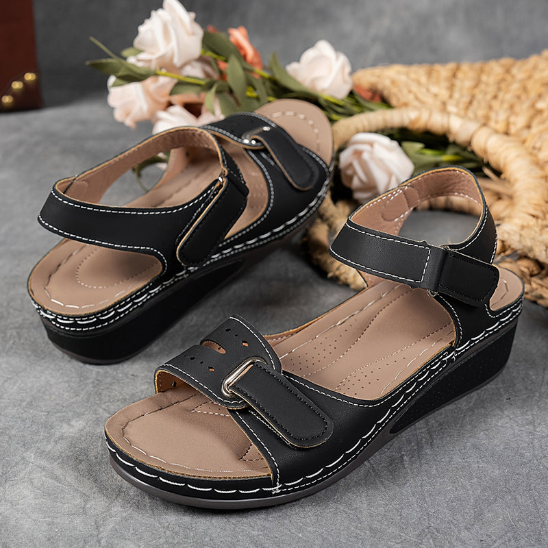 Orthopedic wedge sandals for women featuring cushioned support, adjustable fit, and a lightweight breathable design for all-day comfort. 6