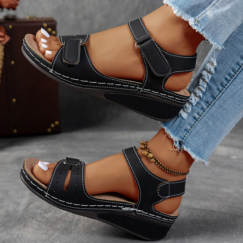 Orthopedic wedge sandals for women featuring cushioned support, adjustable fit, and a lightweight breathable design for all-day comfort. 8