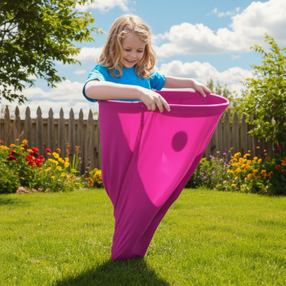 Outdoor family game featuring stretchy trousers and colorful catching balls, perfect for active group entertainment and fun outdoor activities. 0