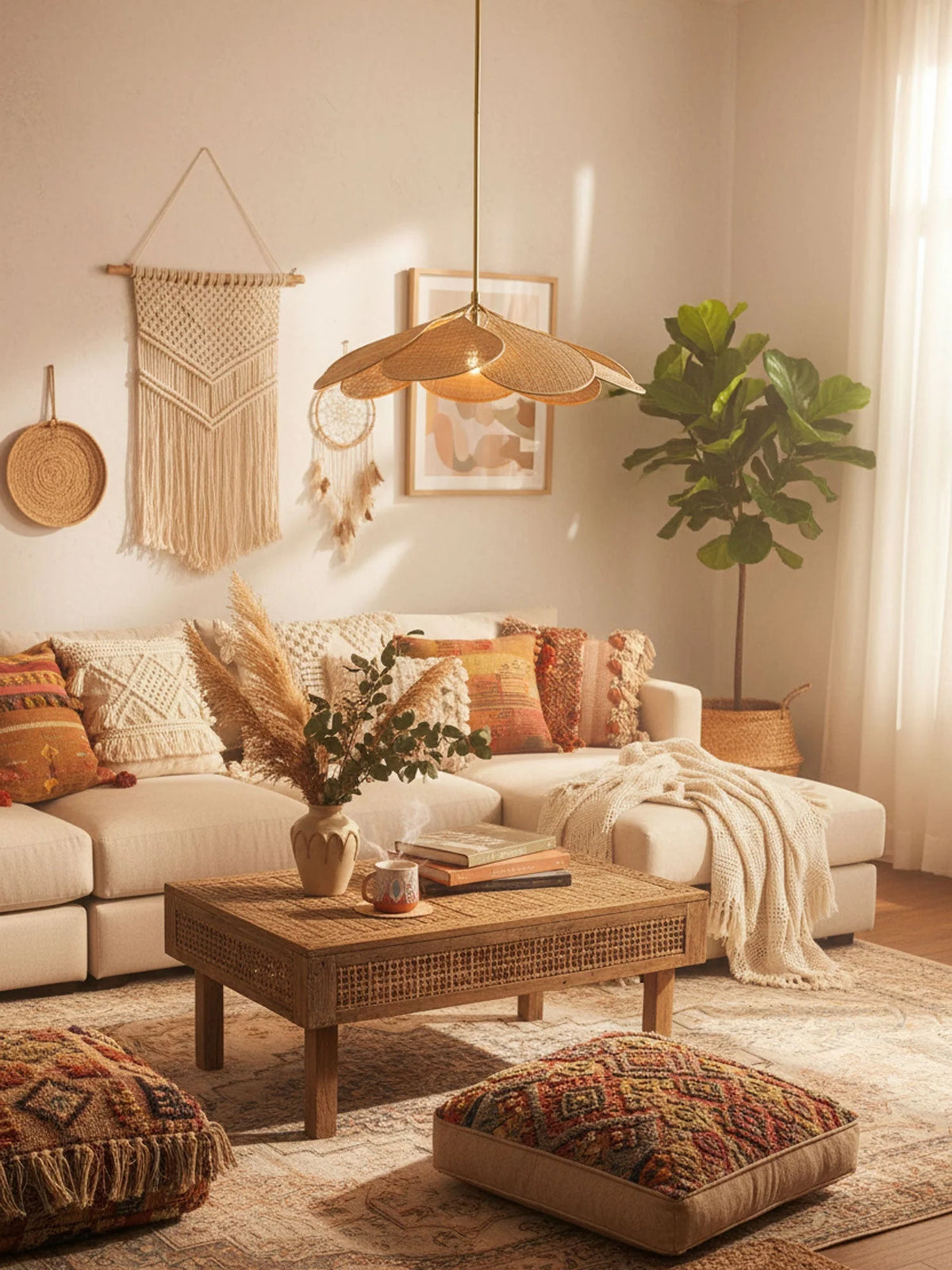 Elegant Petal Pendant Light featuring a floral design in a gold frame, customizable hanging height, and available in various sizes and colors, perfect for enhancing any 2
