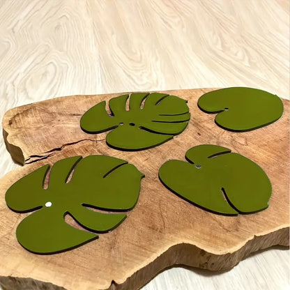 Plant-Shaped Kitchen Coaster Set
