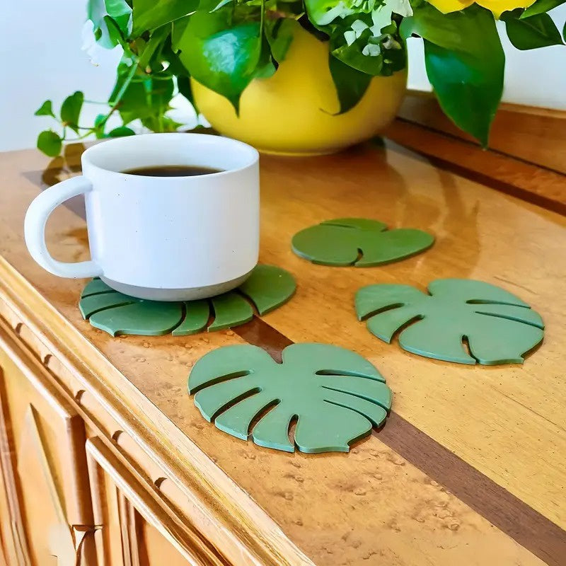 Plant-Shaped Kitchen Coaster Set