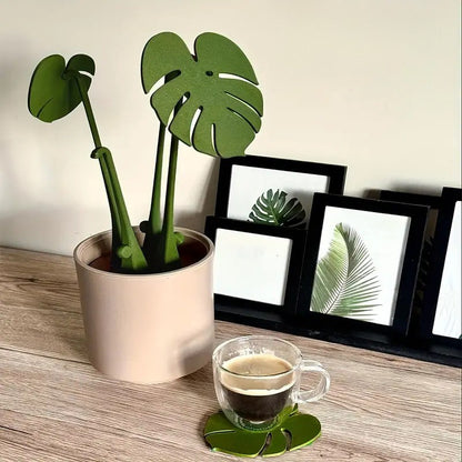 Plant-Shaped Kitchen Coaster Set