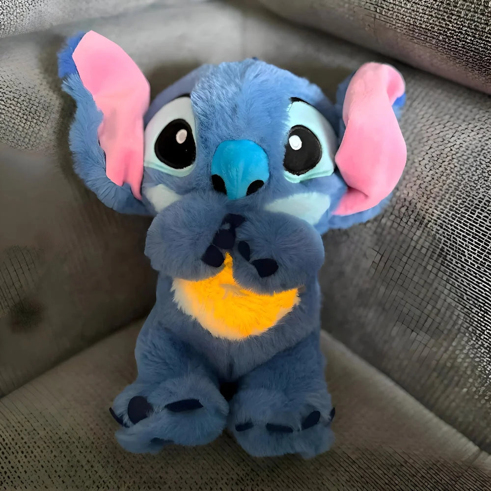 Plush sleep aid toy designed for children, featuring a calming breathing light and soothing sounds, perfect for providing soft huggable comfort at bedtime. 0