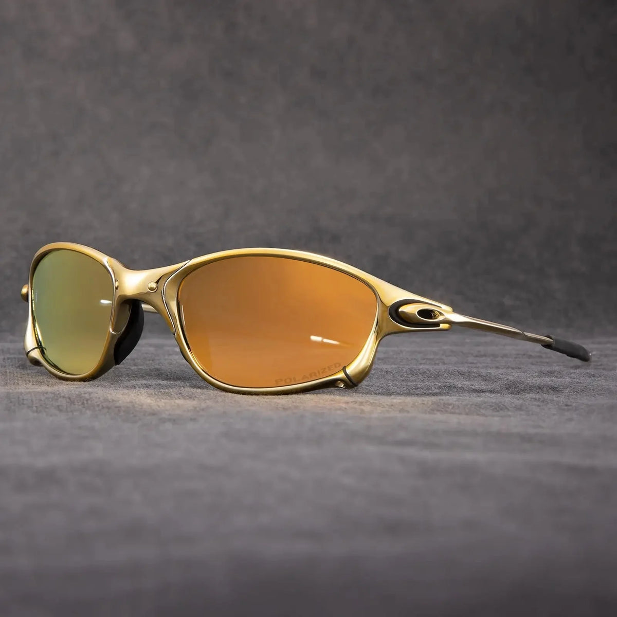 Polarized sports sunglasses featuring red mirrored lenses and UV400 protection, designed with a lightweight metal frame, ideal for cycling and outdoor activities. 4