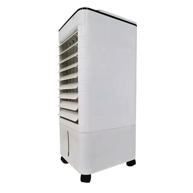 Portable air cooler with humidifier and purifier, featuring a sleek design and three-in-one functionality, ideal for home and office use, providing efficient evaporative 4