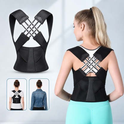 Posture Corrector Back Brace featuring adjustable support and breathable design, ideal for lightweight upper back support and improving posture. 1