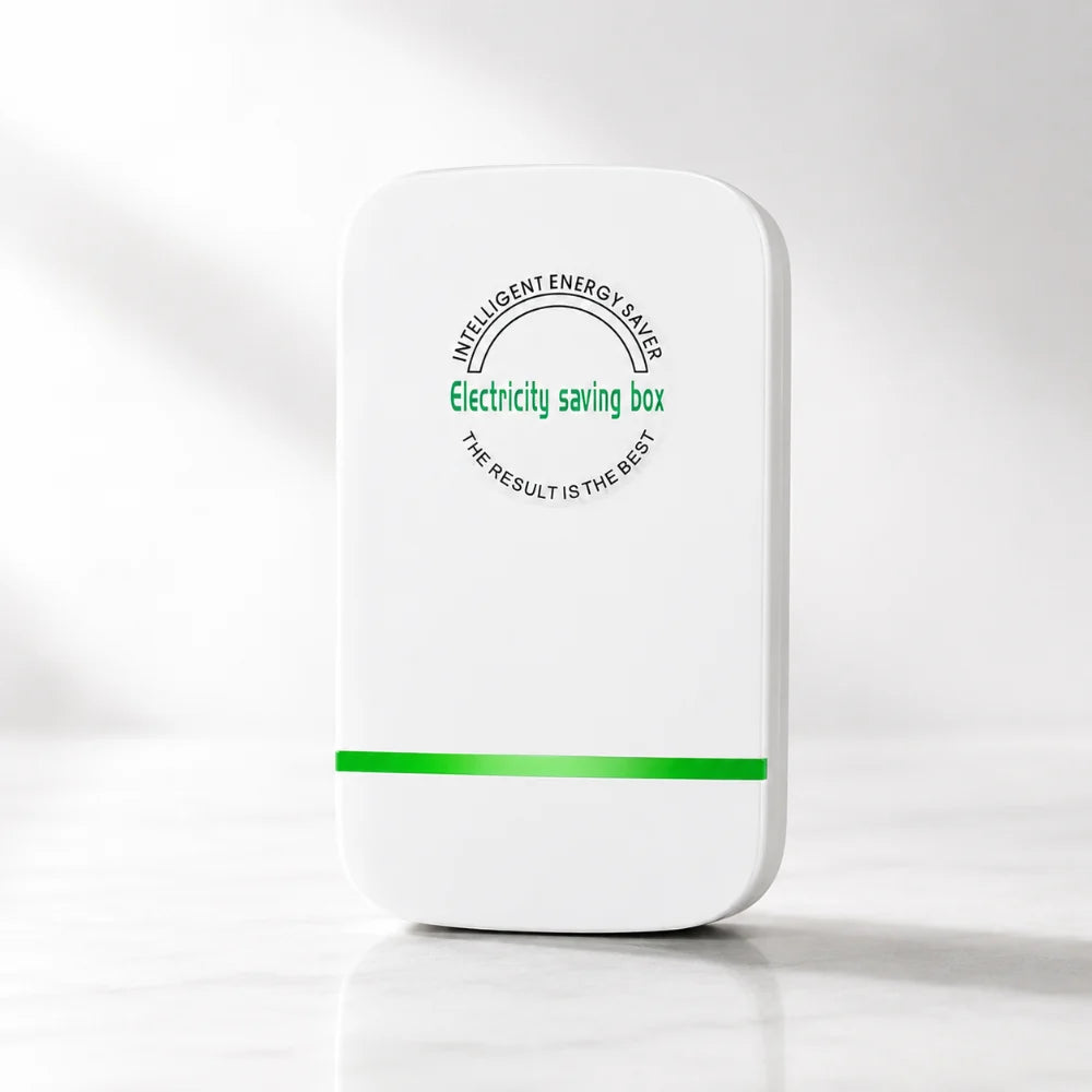 Compact Power Saver Device for indoor use, featuring plug-in voltage control for efficient energy management and reduced electricity bills. 0