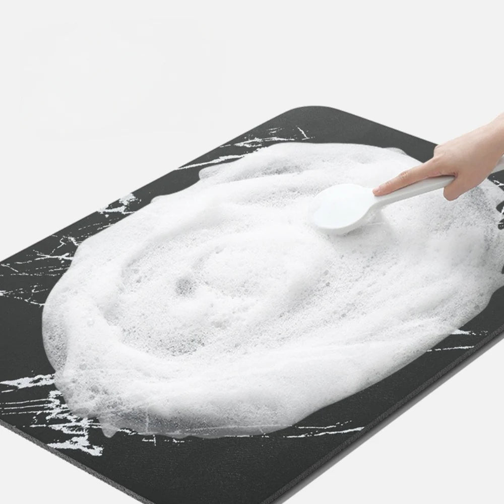 Quick Dry Bathroom Mat featuring a stylish Diatom Stone Marble Design and a Non-Slip Rubber Base for enhanced safety and comfort. 6