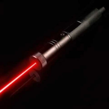 Rechargeable laser pointer featuring adjustable focus and a safety lock, designed for long-range use and USB rechargeable for convenience. 4