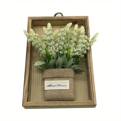 Rectangular Frame Wall Art with Artificial Flowers
