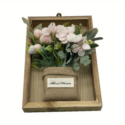 Rectangular Frame Wall Art with Artificial Flowers