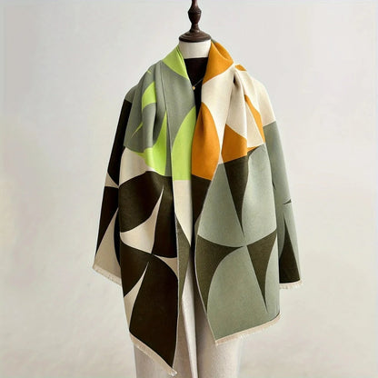 Reversible wrap scarf made from soft microfiber blend, featuring a lightweight design perfect for fall and winter styling. 3