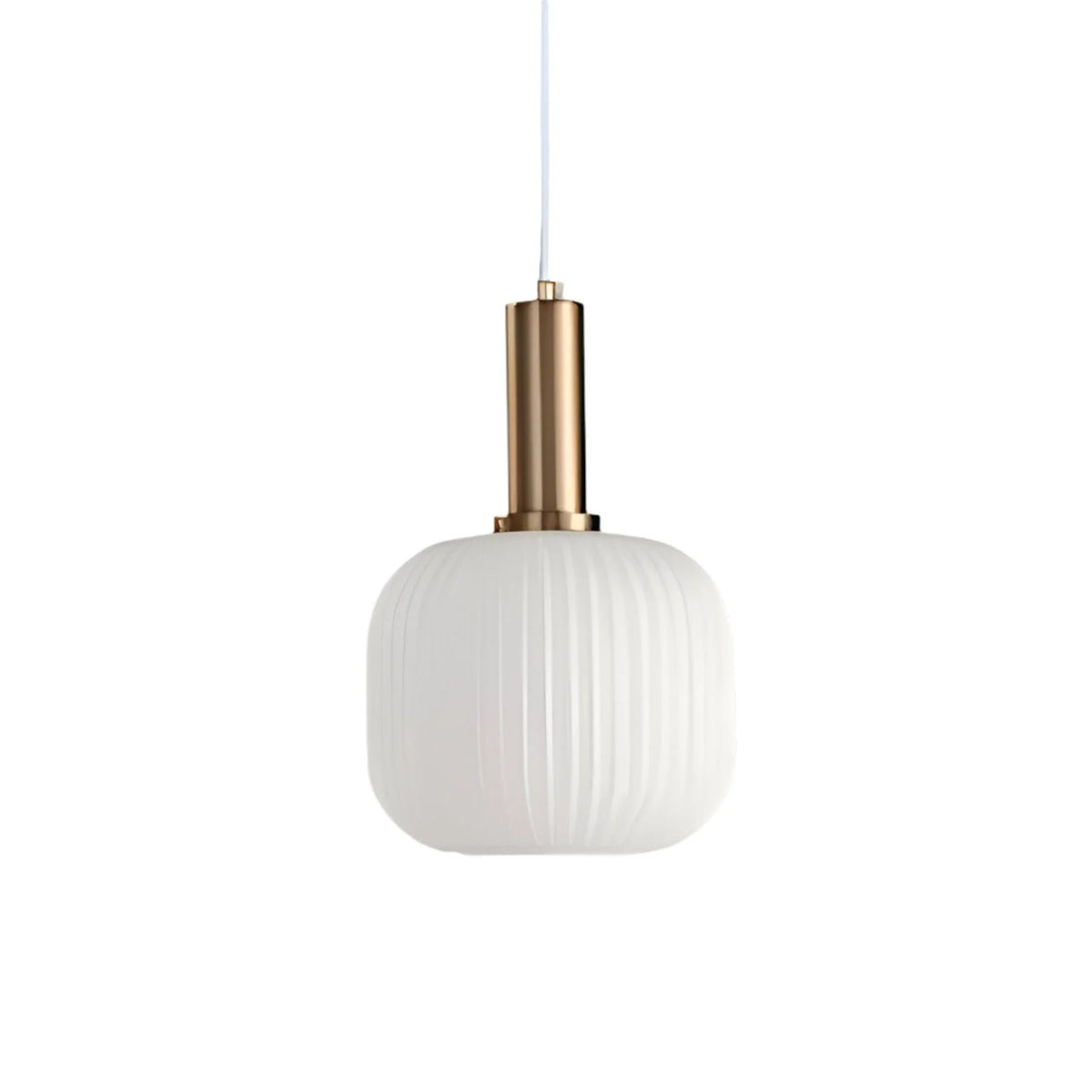 Ribbed glass pendant lights featuring a modern metal tube fitting, providing a warm ambient glow ideal for kitchen and dining spaces. 20