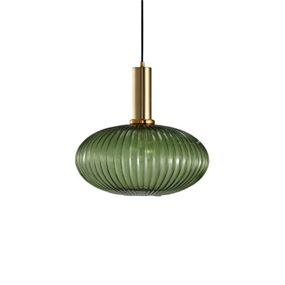 Ribbed glass pendant lights featuring a modern metal tube fitting, providing a warm ambient glow ideal for kitchen and dining spaces. 29