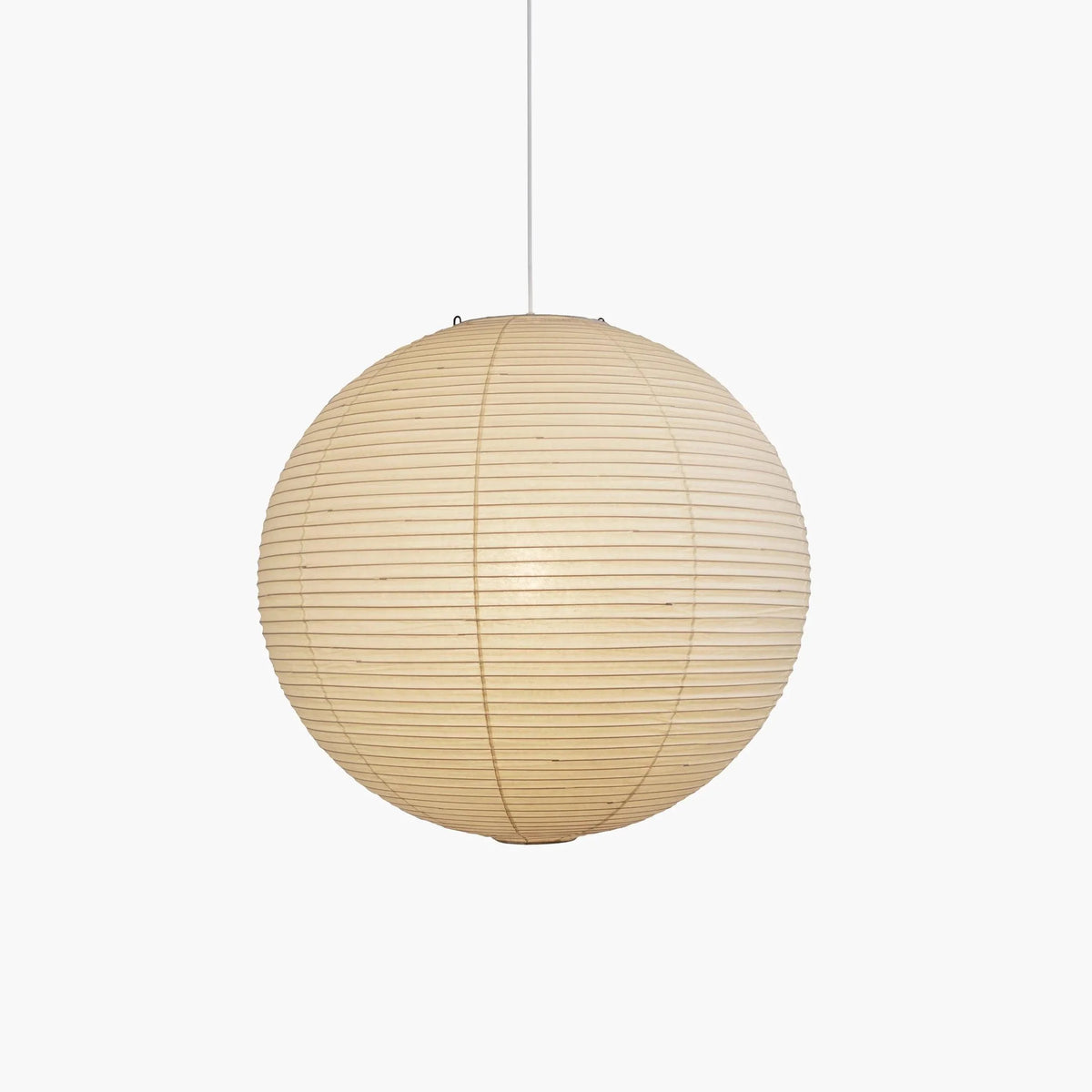 Rice Paper Pendant Lights with a ribbed shade designed for minimalist kitchen island lighting, showcasing a hardwired design available in multiple sizes. 0