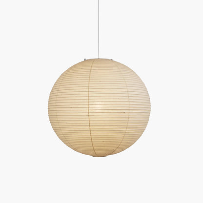 Rice Paper Pendant Lights with a ribbed shade designed for minimalist kitchen island lighting, showcasing a hardwired design available in multiple sizes. 0