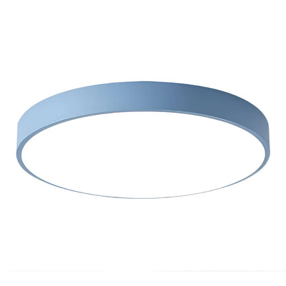 Round LED ceiling light featuring a sleek low-profile design and acrylic diffuser, ideal for modern home interiors as a stylish flush mount fixture. 3