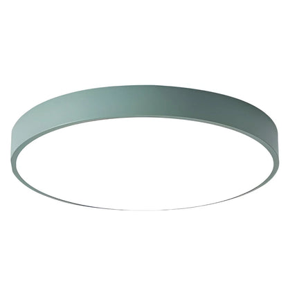 Round LED ceiling light featuring a sleek low-profile design and acrylic diffuser, ideal for modern home interiors as a stylish flush mount fixture. 4