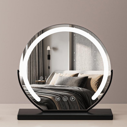 Smart Touch Lighted Makeup Mirror featuring 360° rotation and adjustable tri-tone LED lighting for perfect makeup application. 5