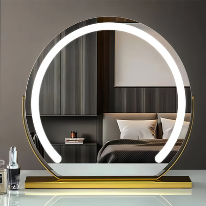 Smart Touch Lighted Makeup Mirror featuring 360° rotation and adjustable tri-tone LED lighting for perfect makeup application. 7