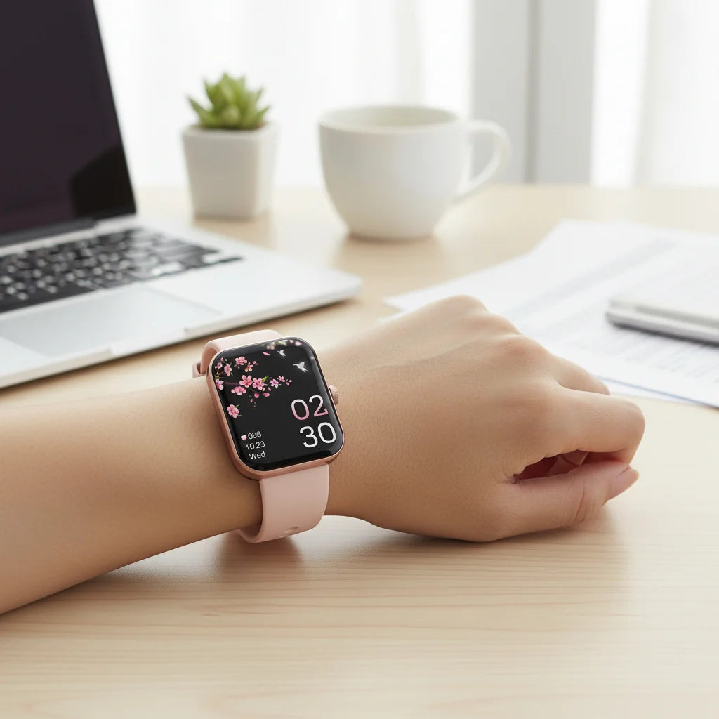 Smartwatch featuring blood pressure and blood sugar monitoring, designed with a durable zinc alloy and silicone strap for comfort and longevity. 3