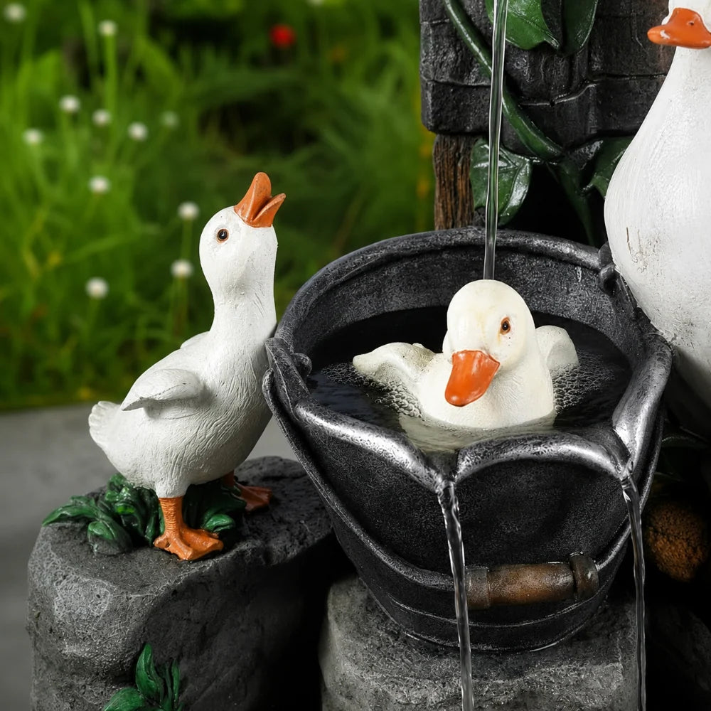 Solar Water Fountain with LED Light, designed as a bird bath, providing a stylish and eco-friendly water feature for gardens and patios, powered by solar energy 2
