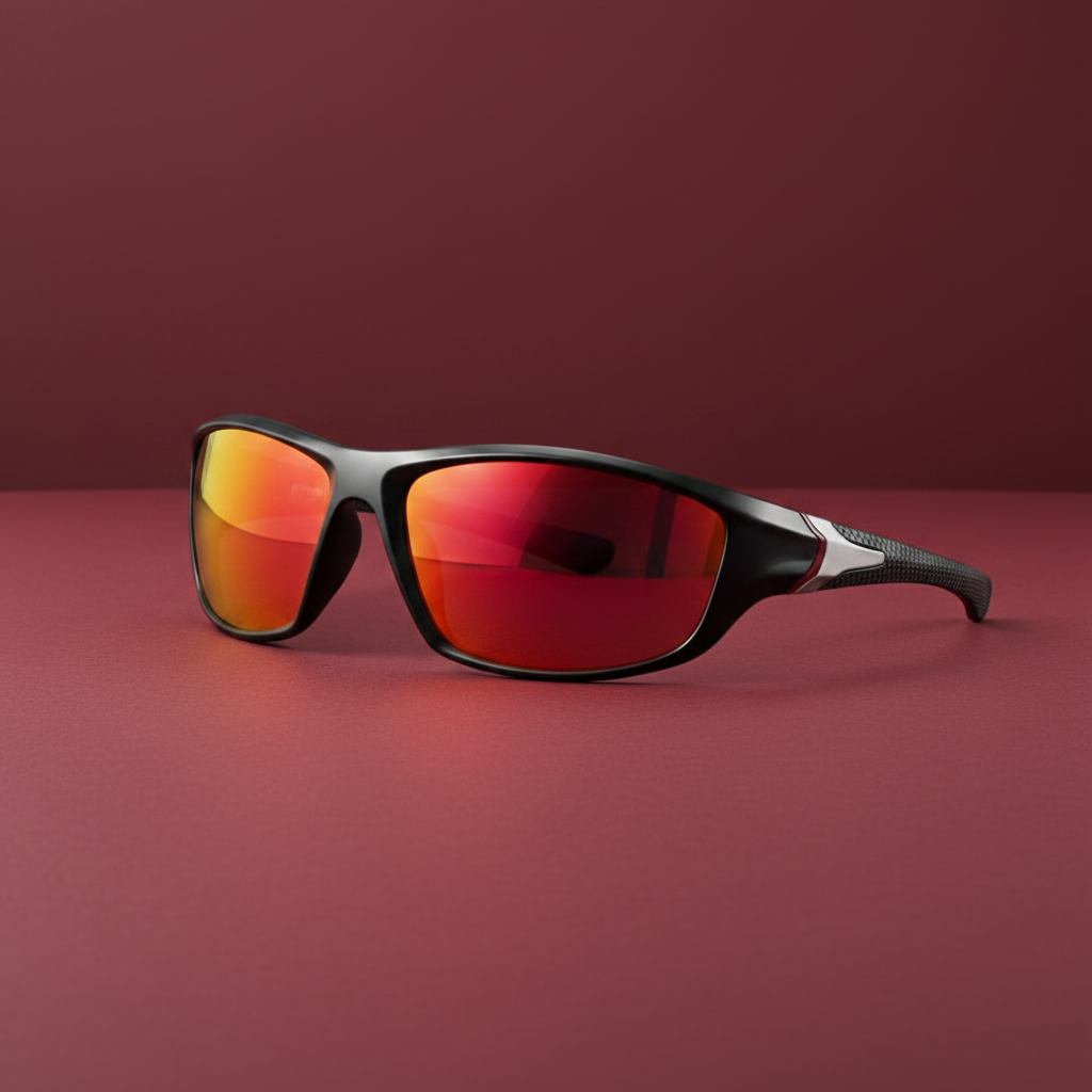 Sport sunglasses featuring polarized lenses and UV400 protection, designed with a lightweight full-frame for enhanced comfort during running and cycling activities. 0