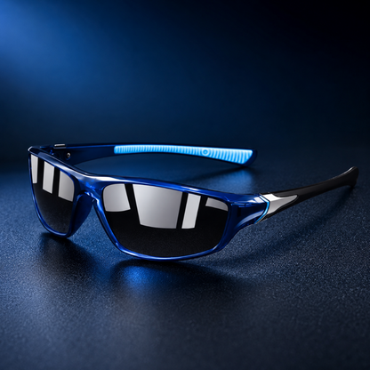 Sport sunglasses featuring polarized lenses and UV400 protection, designed with a lightweight full-frame for enhanced comfort during running and cycling activities. 1