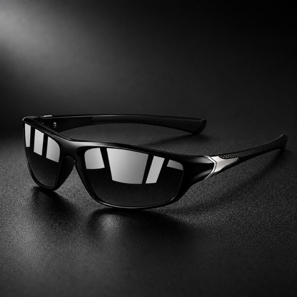 Sport sunglasses featuring polarized lenses and UV400 protection, designed with a lightweight full-frame for enhanced comfort during running and cycling activities. 4