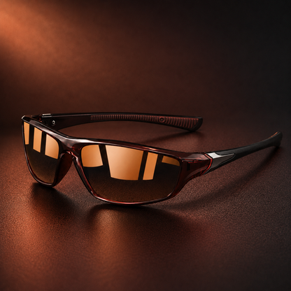 Sport sunglasses featuring polarized lenses and UV400 protection, designed with a lightweight full-frame for enhanced comfort during running and cycling activities. 7