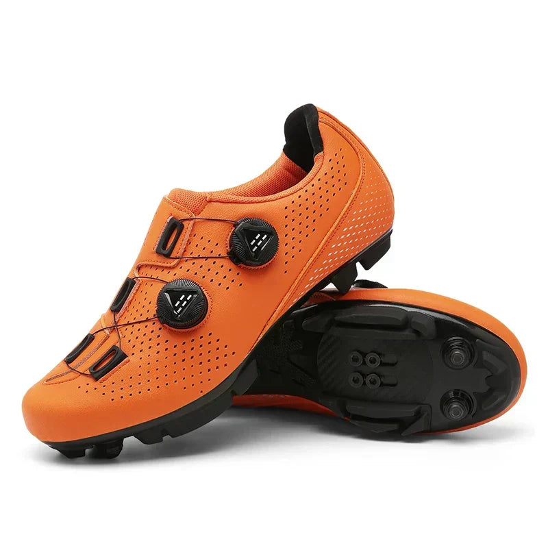 Unisex cycling shoes featuring a lightweight and breathable design with double twist locks, ideal for mountain biking and road cycling. 0