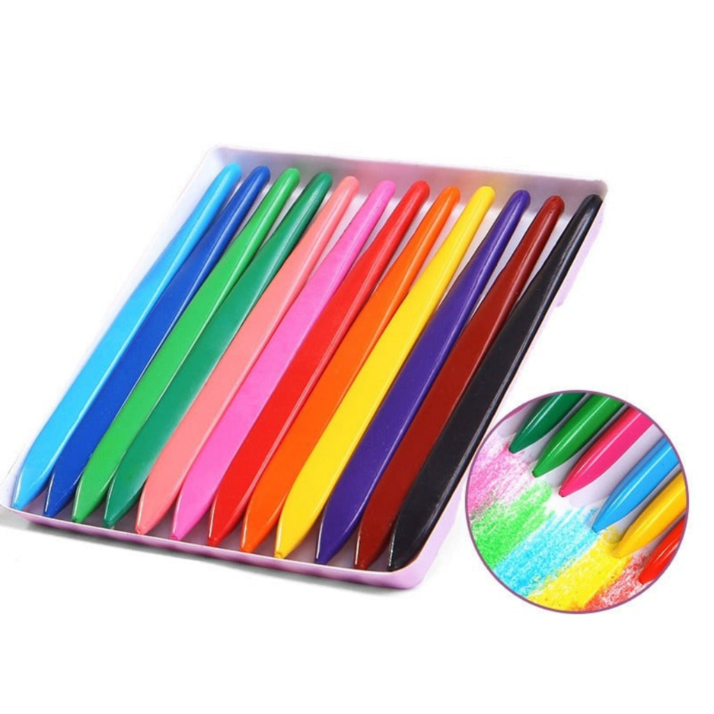 Washable art crayons for kids in vibrant colors, available in sets of 12, 24, or 36, designed for easy cleaning and creative 9