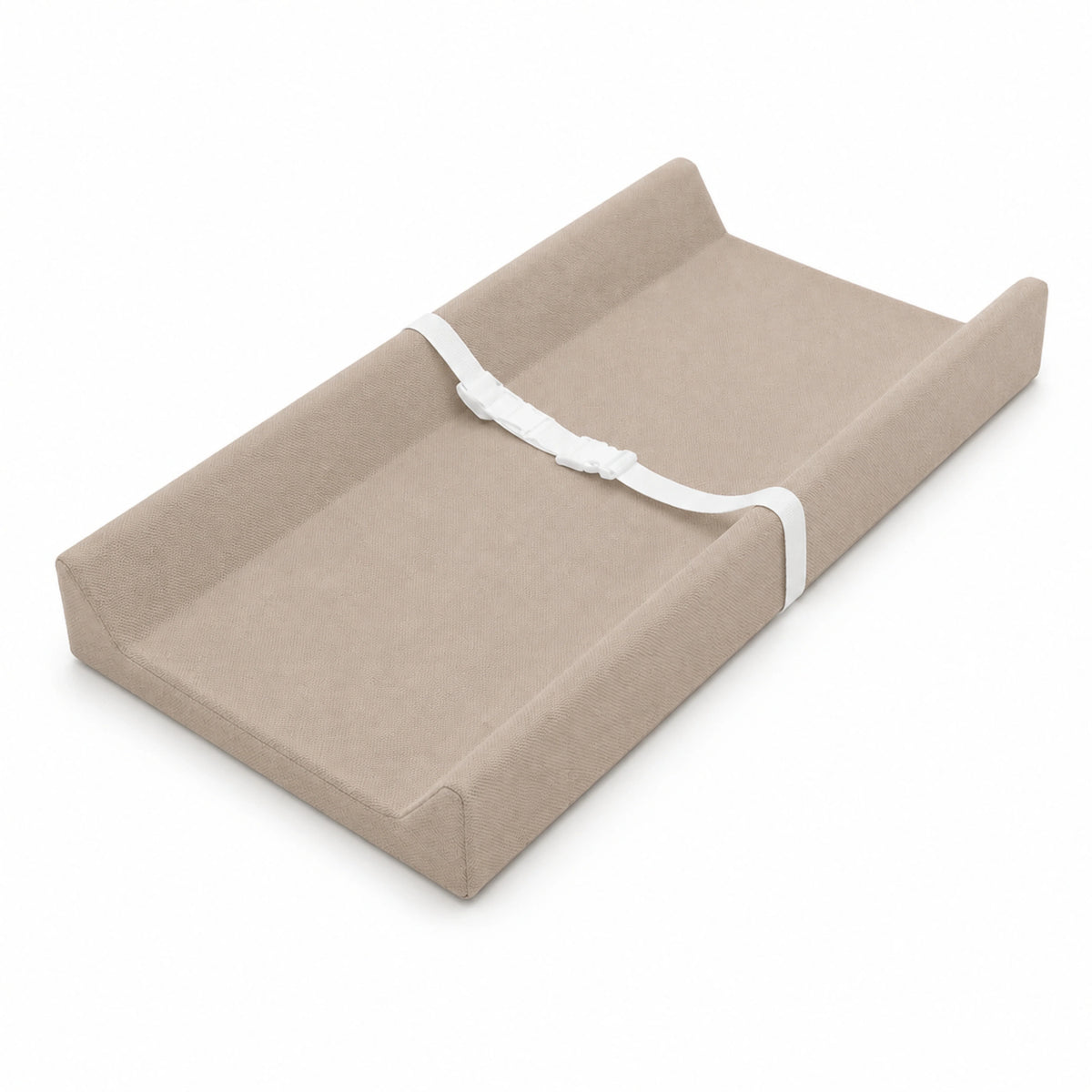 Waterproof baby changing pad with cushioned contoured support, featuring a neutral design ideal for modern nurseries. 3