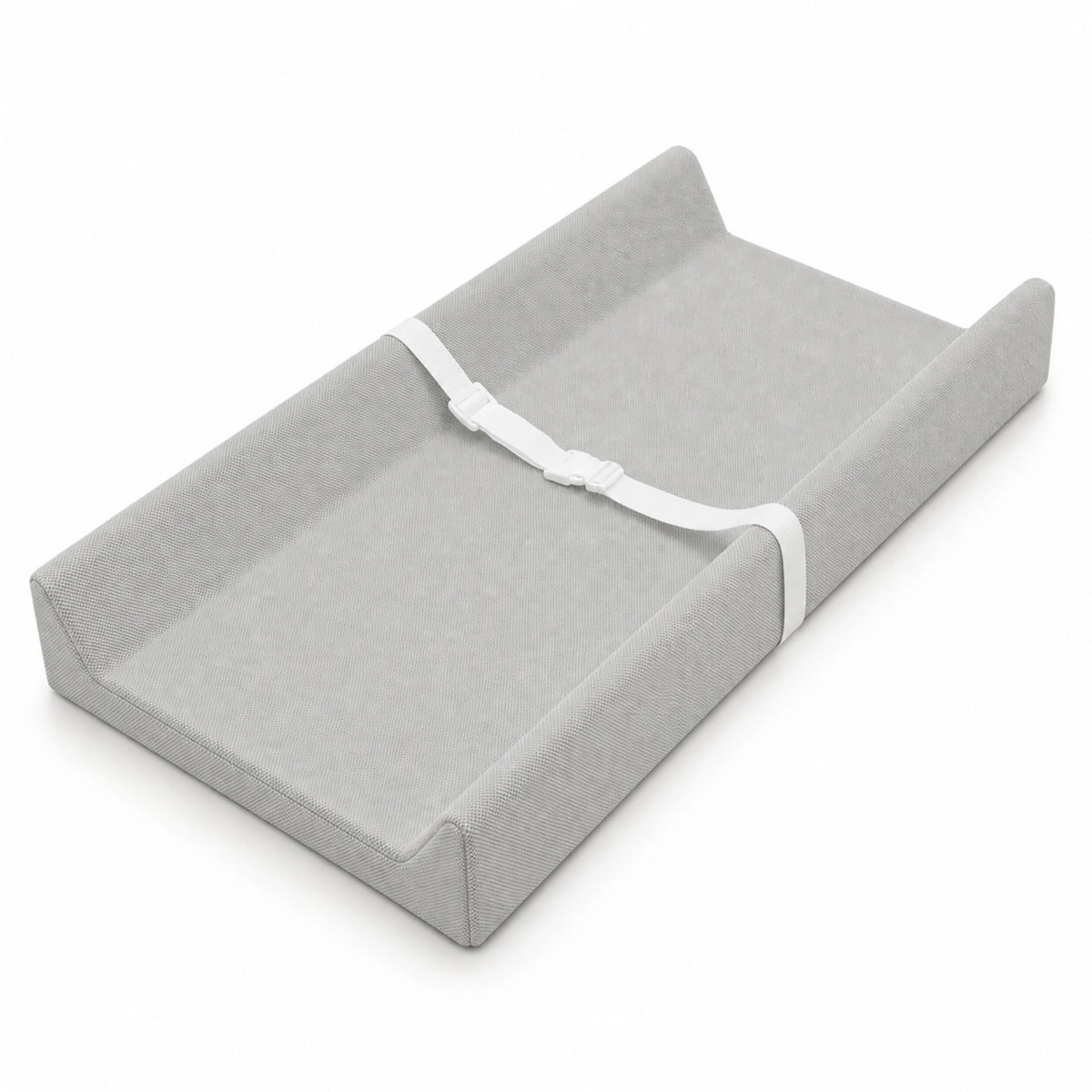 Waterproof baby changing pad with cushioned contoured support, featuring a neutral design ideal for modern nurseries. 8