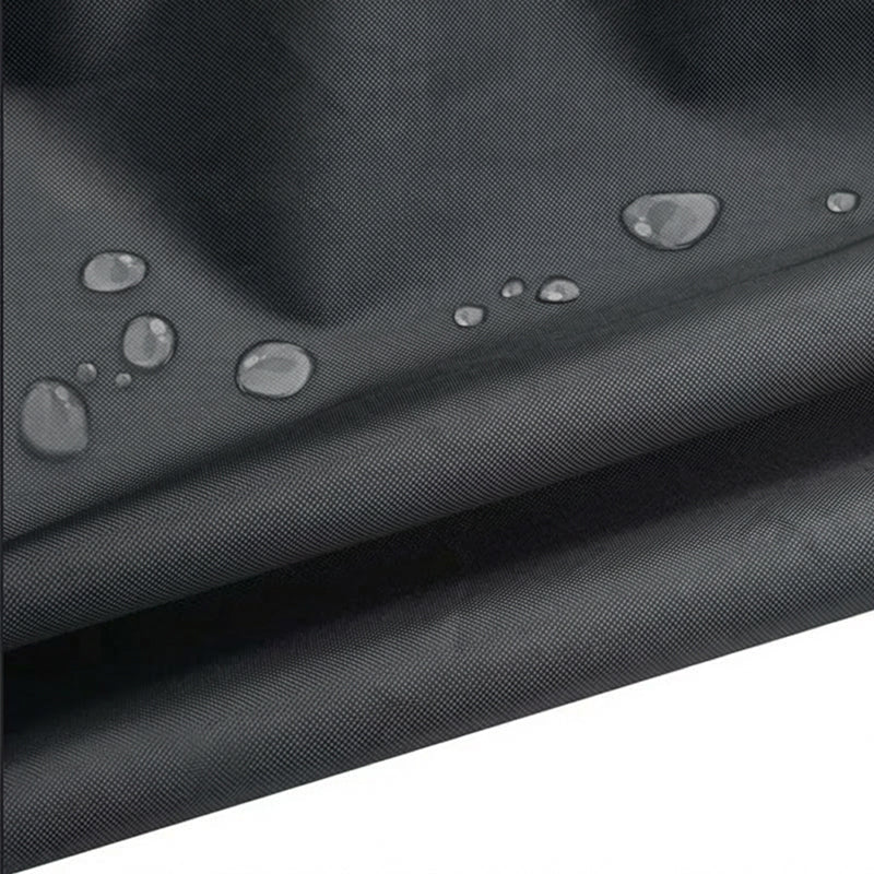 Waterproof hanging egg chair cover in black, made from durable Oxford fabric with UV protection and a secure drawstring closure, designed to protect outdoor furniture from 7