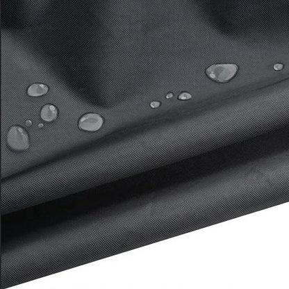 Waterproof hanging egg chair cover in black, made from durable Oxford fabric with UV protection and a secure drawstring closure, designed to protect outdoor furniture from 7