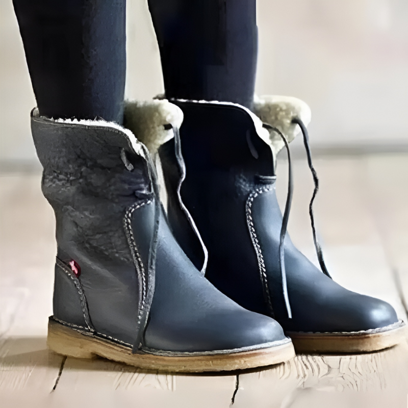 Waterproof winter boots for women featuring a cozy fur-lined interior and a convenient slip-on design, perfect for cold weather protection and comfort. 1