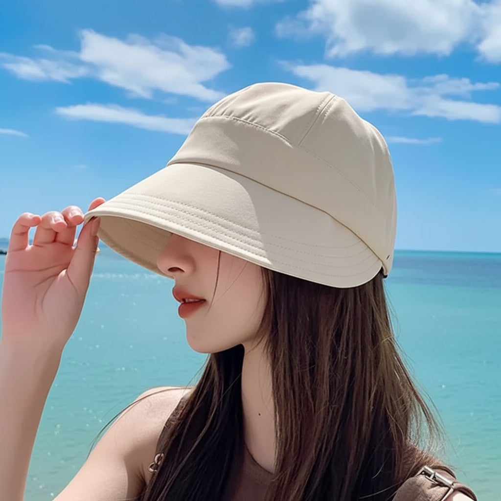 Wide brim sun hat for women featuring UV protection, lightweight design, and adjustable fit, perfect for beach outings and outdoor activities. 6